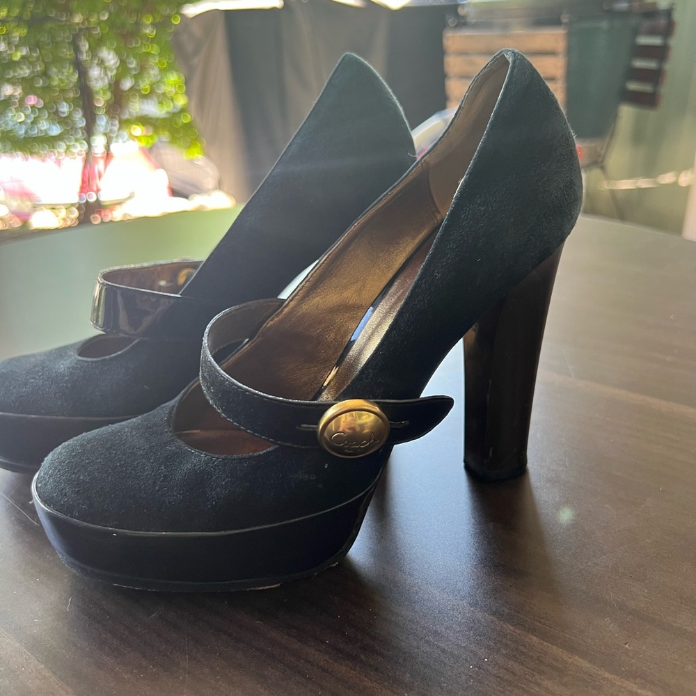 Coach black suede heels size 7.5US